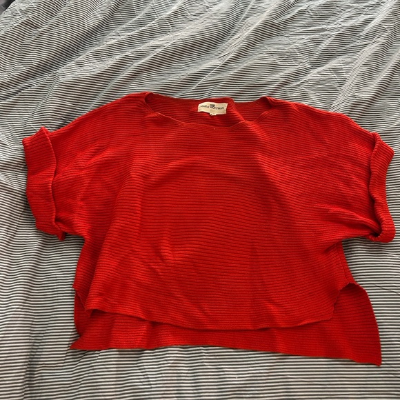 Mara Hoffman Red Crew Neck Sweater - Picture 1 of 1